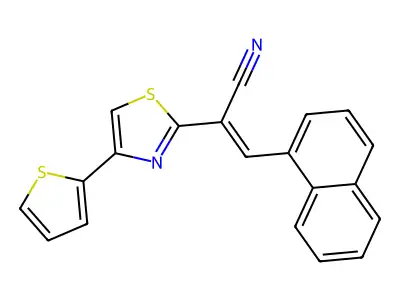 (E)-3-(naphthalen-1-yl)-2-(4-(thiophen-2-yl)thiazol-2-yl)acrylonitrile structure