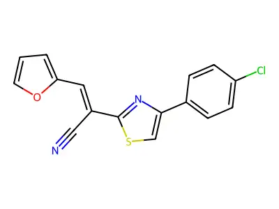 (E)-2-[4-(4-chlorophenyl)-1,3-thiazol-2-yl]-3-(2-furyl)-2-propenenitrile structure