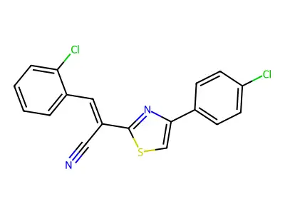 (E)-3-(2-chlorophenyl)-2-(4-(4-chlorophenyl)thiazol-2-yl)acrylonitrile structure