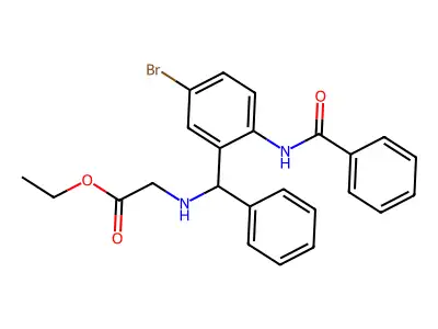 Ethyl 2-{[(2-benzamido-5-bromophenyl)(phenyl)methyl]amino}acetate structure