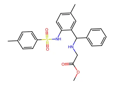 methyl 2-(((5-methyl-2-(4-methylphenylsulfonamido)phenyl)(phenyl)methyl)amino)acetate structure