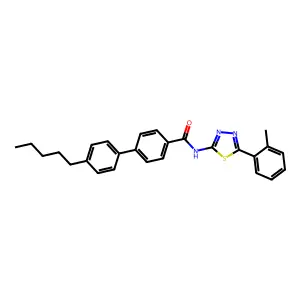 N-[5-(2-methylphenyl)-1,3,4-thiadiazol-2-yl]-4'-pentyl[1,1'-biphenyl]-4-carboxamide structure