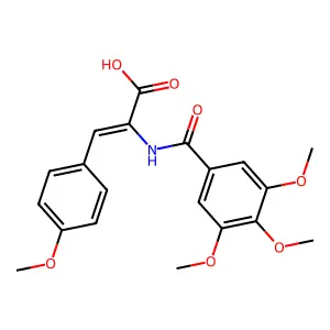 (2E)-3-(4-methoxyphenyl)-2-[(3,4,5-trimethoxybenzoyl)amino]acrylic acid structure