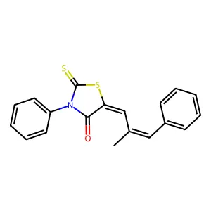 (E)-5-((E)-2-methyl-3-phenylallylidene)-3-phenyl-2-thioxothiazolidin-4-one structure