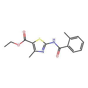 4-Methyl-2-(2-methyl-benzoylamino)-thiazole-5-carboxylic acid ethyl ester structure