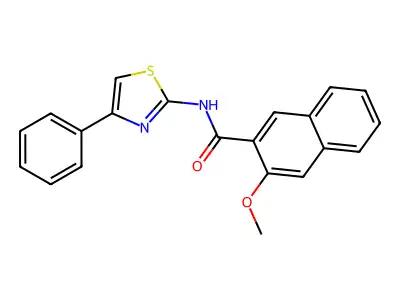 3-methoxy-N-(4-phenyl-1,3-thiazol-2-yl)naphthalene-2-carboxamide structure