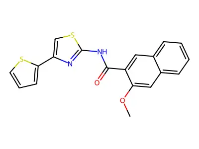 3-methoxy-N-(4-(thiophen-2-yl)thiazol-2-yl)-2-naphthamide structure