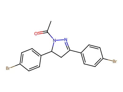 1-Acetyl-3,5-bis(4-bromophenyl)-2-pyrazoline structure