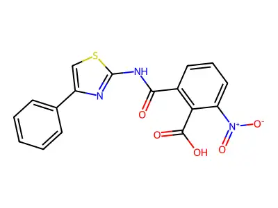 2-Nitro-6-[(4-phenyl-1,3-thiazol-2-yl)carbamoyl]benzoic acid structure