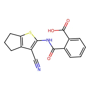 N-(3-cyano-5,6-dihydro-4H-cyclopenta[b]thiophen-2-yl)-phthalamic acid structure