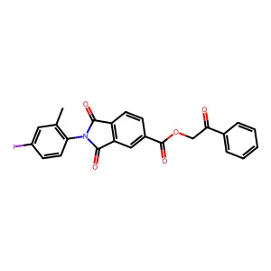 2-Oxo-2-phenylethyl 2-(4-iodo-2-methylphenyl)-1,3-dioxo-5-isoindolinecarboxylate structure