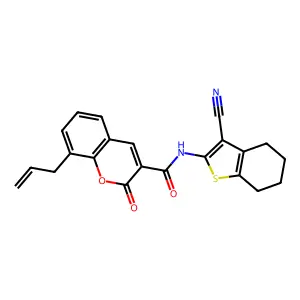 N-(3-cyano-4,5,6,7-tetrahydro-1-benzothiophen-2-yl)-2-oxo-8-(prop-2-en-1-yl)-2H-chromene-3-carboxamide structure