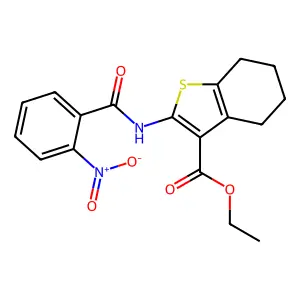 Ethyl 2-(2-nitrobenzamido)-4,5,6,7-tetrahydrobenzo[b]thiophene-3-carboxylate structure
