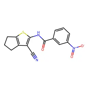 N-(3-cyano-5,6-dihydro-4H-cyclopenta[b]thiophen-2-yl)-3-nitrobenzamide structure