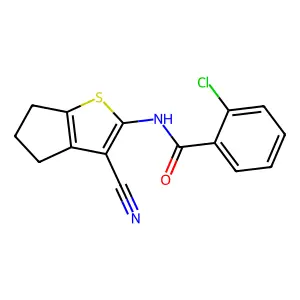 2-chloro-N-(3-cyano-5,6-dihydro-4H-cyclopenta[b]thiophen-2-yl)benzamide structure