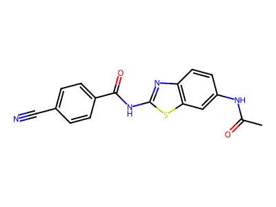 N-(6-acetamidobenzo[d]thiazol-2-yl)-4-cyanobenzamide structure