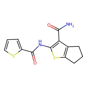2-(thiophene-2-carbonylamino)-5,6-dihydro-4H-cyclopenta[b]thiophene-3-carboxamide structure