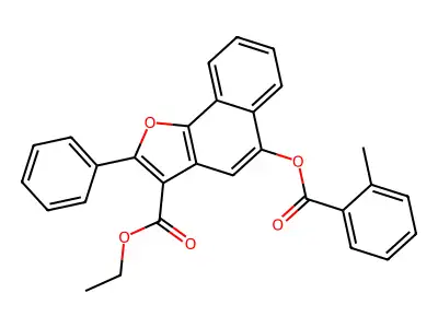 Ethyl 5-(2-methylbenzoyloxy)-2-phenylnaphtho[1,2-B]furan-3-carboxylate structure