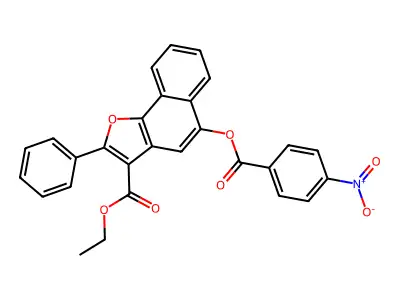 Ethyl 5-((4-nitrobenzoyl)oxy)-2-phenylnaphtho[1,2-b]furan-3-carboxylate structure