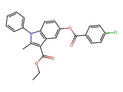 ethyl 5-((4-chlorobenzoyl)oxy)-2-methyl-1-phenyl-1H-indole-3-carboxylate structure