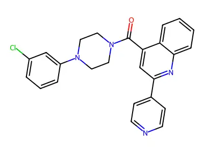 [4-(3-Chlorophenyl)piperazino][2-(4-pyridyl)-4-quinolyl]methanone structure