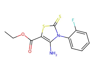 Ethyl 4-amino-3-(2-fluorophenyl)-2-thioxo-2,3-dihydro-1,3-thiazole-5-carboxylate structure