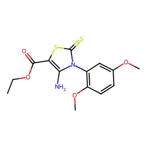 Ethyl 4-amino-3-(2,5-dimethoxyphenyl)-2,3-dihydro-2-thioxo-5-thiazolecarboxylate structure