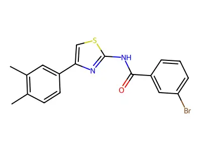 3-bromo-N-[4-(3,4-dimethylphenyl)-1,3-thiazol-2-yl]benzamide structure