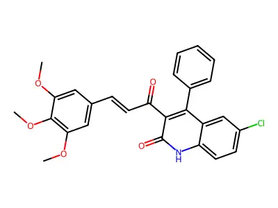 6-Chloro-4-phenyl-3-[3-(3,4,5-trimethoxy-phenyl)-acryloyl]-1H-quinolin-2-one structure
