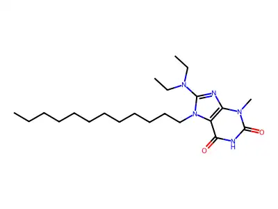 8-(diethylamino)-7-dodecyl-3-methyl-1H-purine-2,6(3H,7H)-dione structure