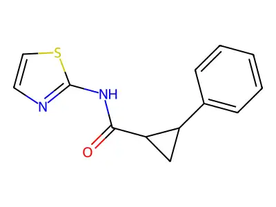 2-phenyl-N-(1,3-thiazol-2-yl)cyclopropane-1-carboxamide structure