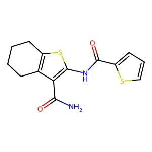 2-(Thiophene-2-amido)-4,5,6,7-tetrahydro-1-benzothiophene-3-carboxamide structure