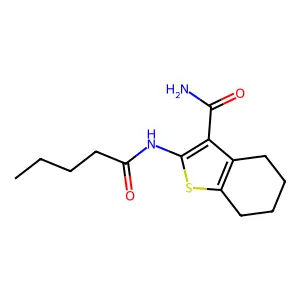 2-(Pentanoylamino)-4,5,6,7-tetrahydro-1-benzothiophene-3-carboxamide structure