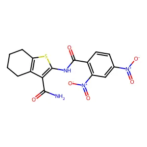 2-(2,4-Dinitrobenzamido)-4,5,6,7-tetrahydrobenzo[b]thiophene-3-carboxamide structure
