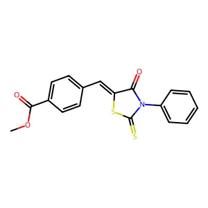 methyl 4-[(E)-(4-oxo-3-phenyl-2-thioxo-1,3-thiazolidin-5-ylidene)methyl]benzoate structure