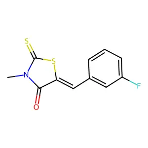 (5E)-5-[(3-fluorophenyl)methylidene]-3-methyl-2-sulfanylidene-1,3-thiazolidin-4-one structure