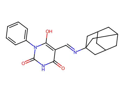 (5E)-5-[(1-adamantylamino)methylidene]-1-phenyl-1,3-diazinane-2,4,6-trione structure