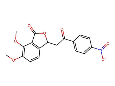 6,7-dimethoxy-3-[2-(4-nitrophenyl)-2-oxoethyl]-3H-2-benzofuran-1-one structure