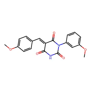 (5E)-1-(3-methoxyphenyl)-5-[(4-methoxyphenyl)methylidene]-1,3-diazinane-2,4,6-trione structure