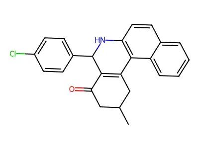 5-(4-chlorophenyl)-2-methyl-2,3,5,6-tetrahydrobenzo[a]phenanthridin-4(1H)-one structure