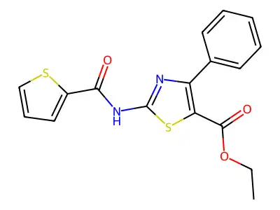 Ethyl 4-phenyl-2-(thiophene-2-carboxamido)thiazole-5-carboxylate structure