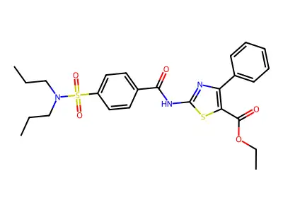 ethyl 2-(4-(N,N-dipropylsulfamoyl)benzamido)-4-phenylthiazole-5-carboxylate structure
