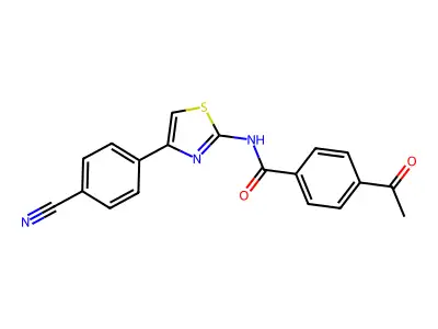 4-acetyl-N-[4-(4-cyanophenyl)-1,3-thiazol-2-yl]benzamide structure