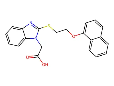 2-[2-(2-Naphthalen-1-yloxyethylsulfanyl)benzimidazol-1-yl]acetic acid structure