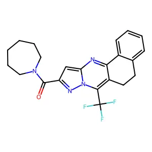azepan-1-yl(7-(trifluoromethyl)-5,6-dihydrobenzo[h]pyrazolo[5,1-b]quinazolin-10-yl)methanone structure