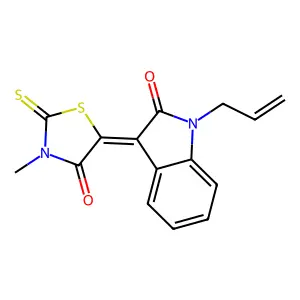 (3Z)-1-allyl-3-(3-methyl-4-oxo-2-thioxo-1,3-thiazolidin-5-ylidene)-1,3-dihydro-2H-indol-2-one structure