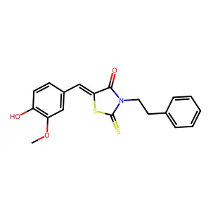 5-(4-Hydroxy-3-methoxy-benzylidene)-3-phenethyl-2-thioxo-thiazolidin-4-one structure