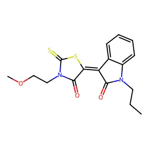 (3Z)-3-[3-(2-methoxyethyl)-4-oxo-2-thioxo-1,3-thiazolidin-5-ylidene]-1-propyl-1,3-dihydro-2H-indol-2-one structure
