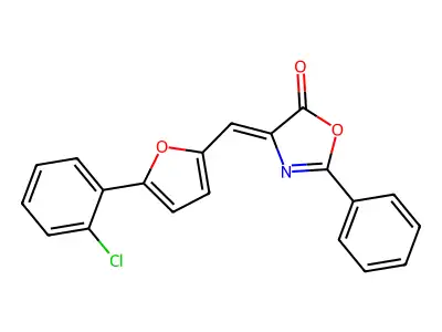 (4Z)-4-[[5-(2-chlorophenyl)furan-2-yl]methylidene]-2-phenyl-1,3-oxazol-5-one structure
