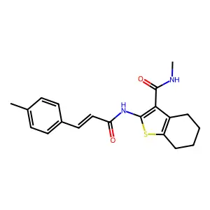 N-methyl-2-{[(2E)-3-(4-methylphenyl)prop-2-enoyl]amino}-4,5,6,7-tetrahydro-1-benzothiophene-3-carboxamide structure